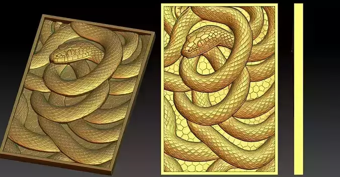 2 Snake CNC Relief Model 3D print model