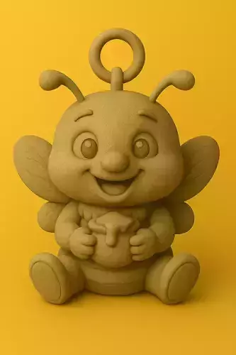 BuzzBuddy Cheerful Honeybee Keychain 3D print model
