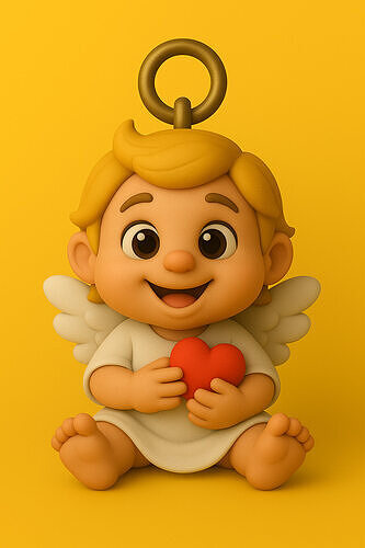 Cherubic Heart  Angel Baby Keychain Low-poly 3D print model
