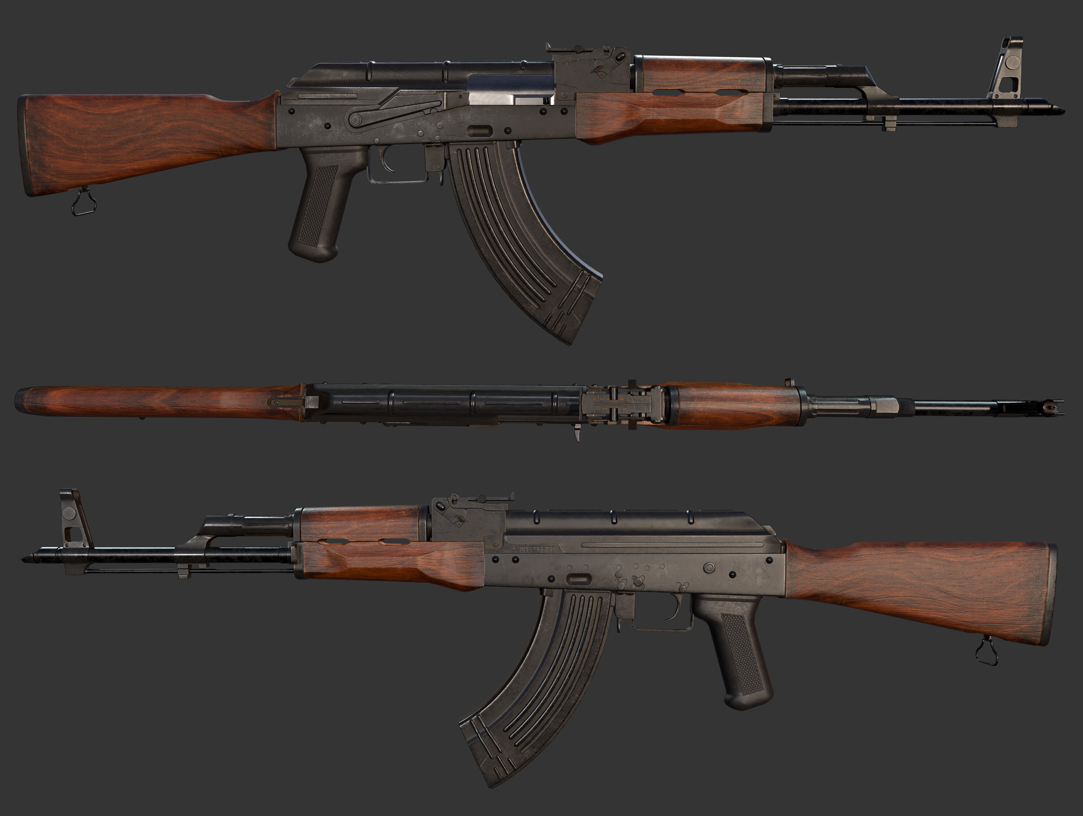 AKM-Gun Low-poly 3D model_3