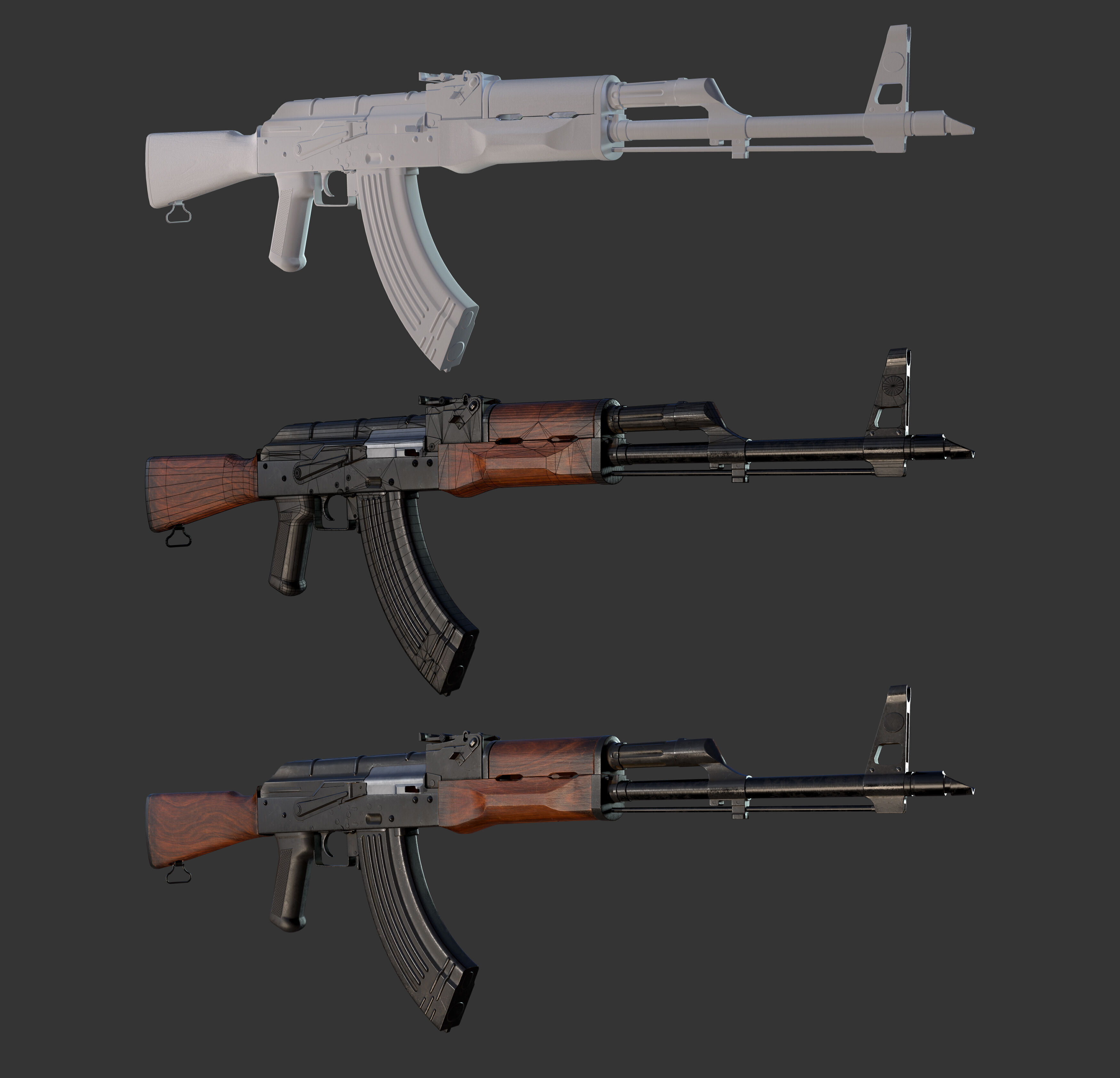 AKM-Gun Low-poly 3D model_2