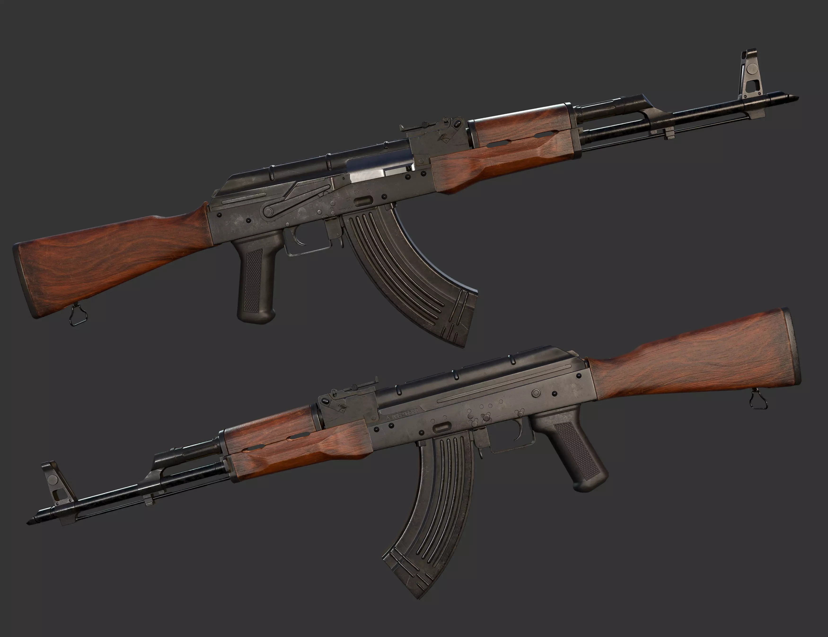 AKM-Gun Low-poly 3D model_0