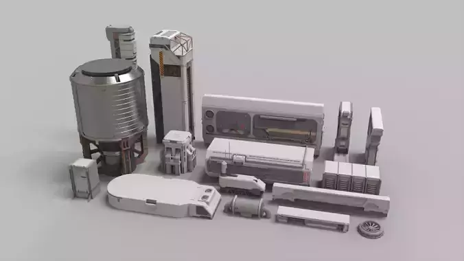 sci-fi Architecture kitbash 10 3D model