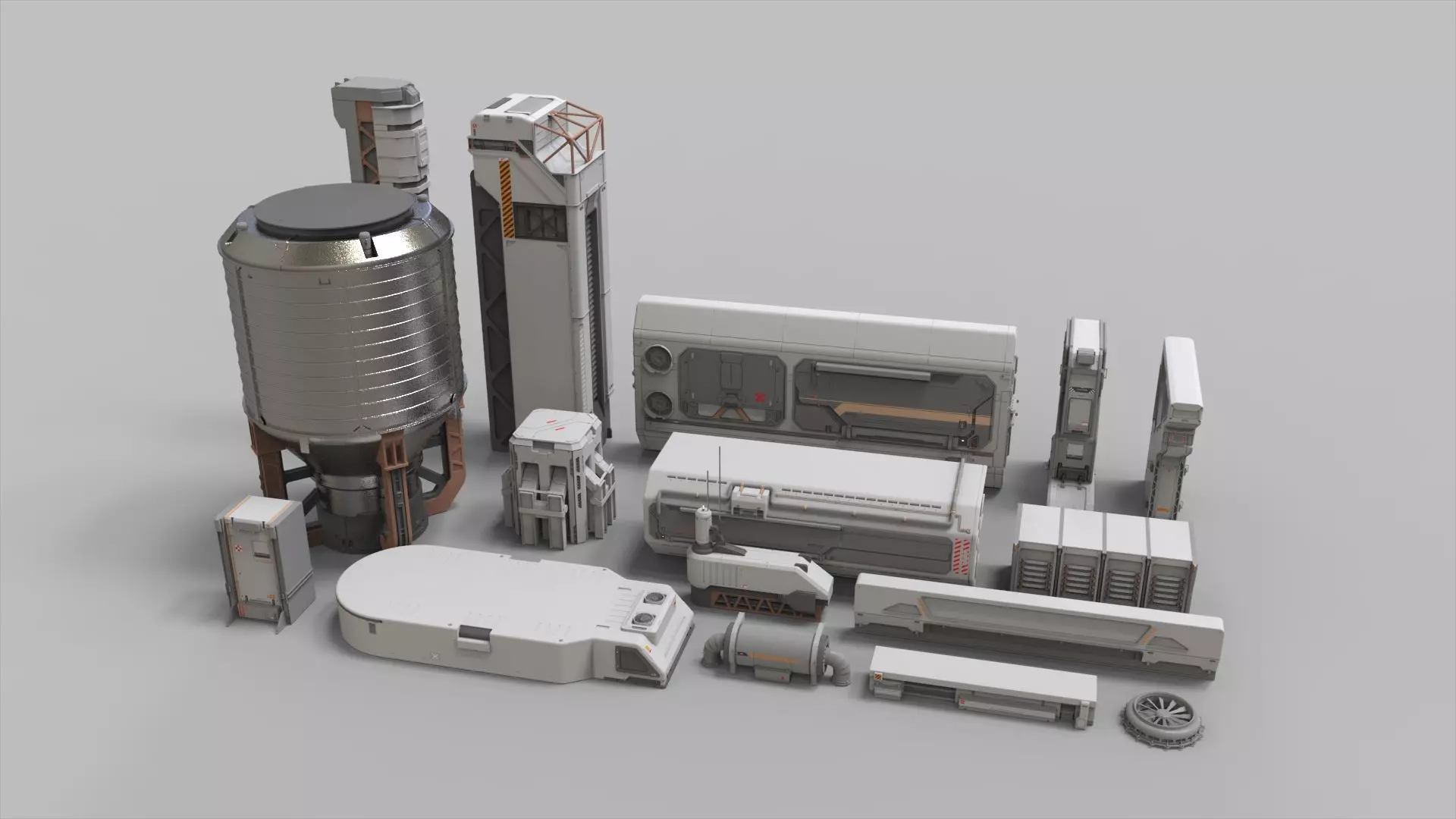 sci-fi Architecture kitbash 10 3D model_0