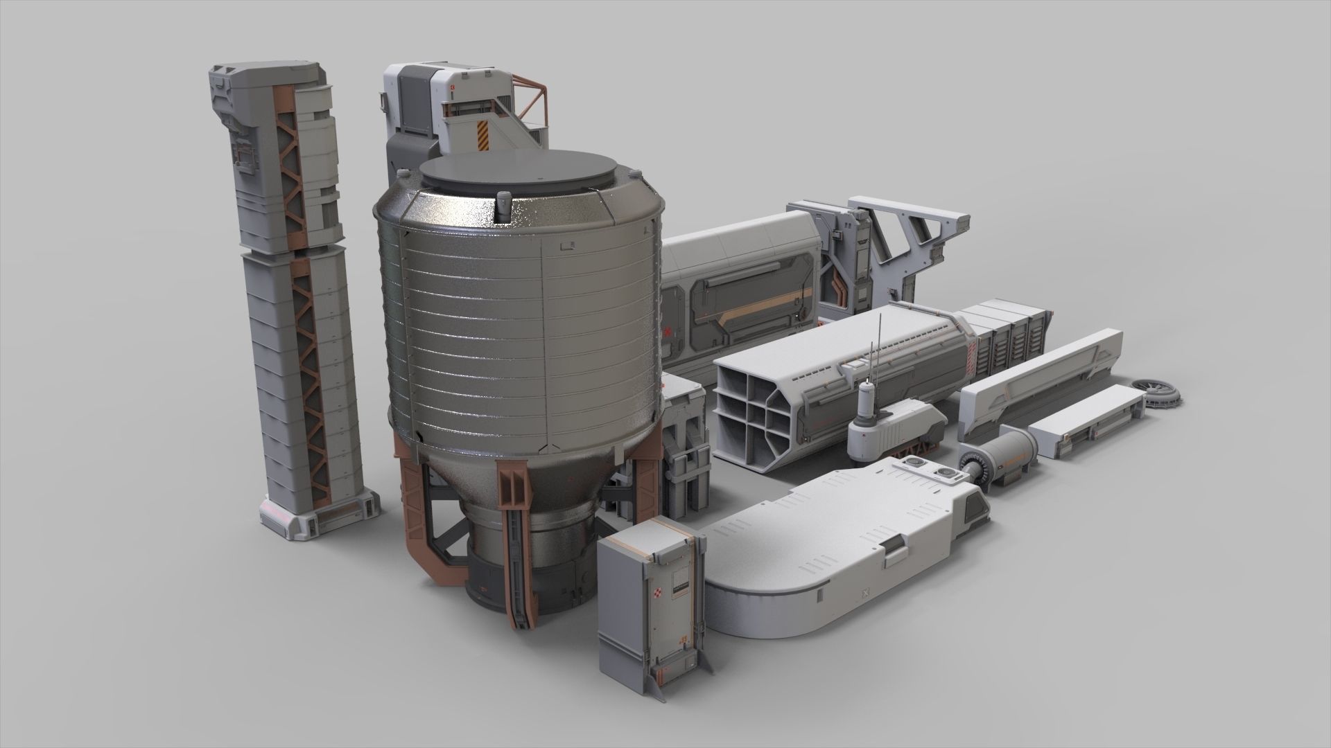 sci-fi Architecture kitbash 10 3D model_2