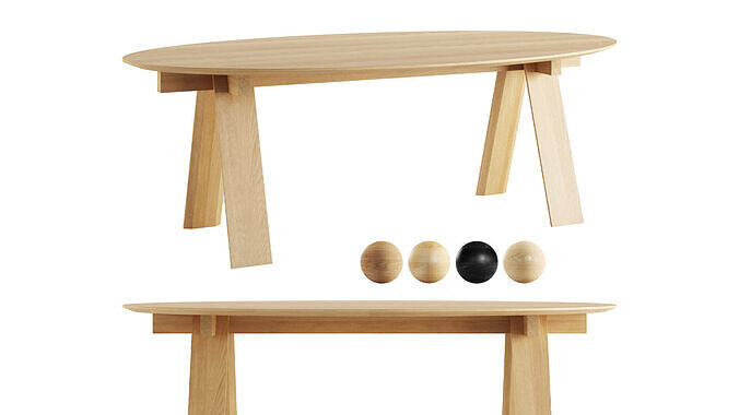 Trave Oval Dining Table by Branca Lisboa 3D model