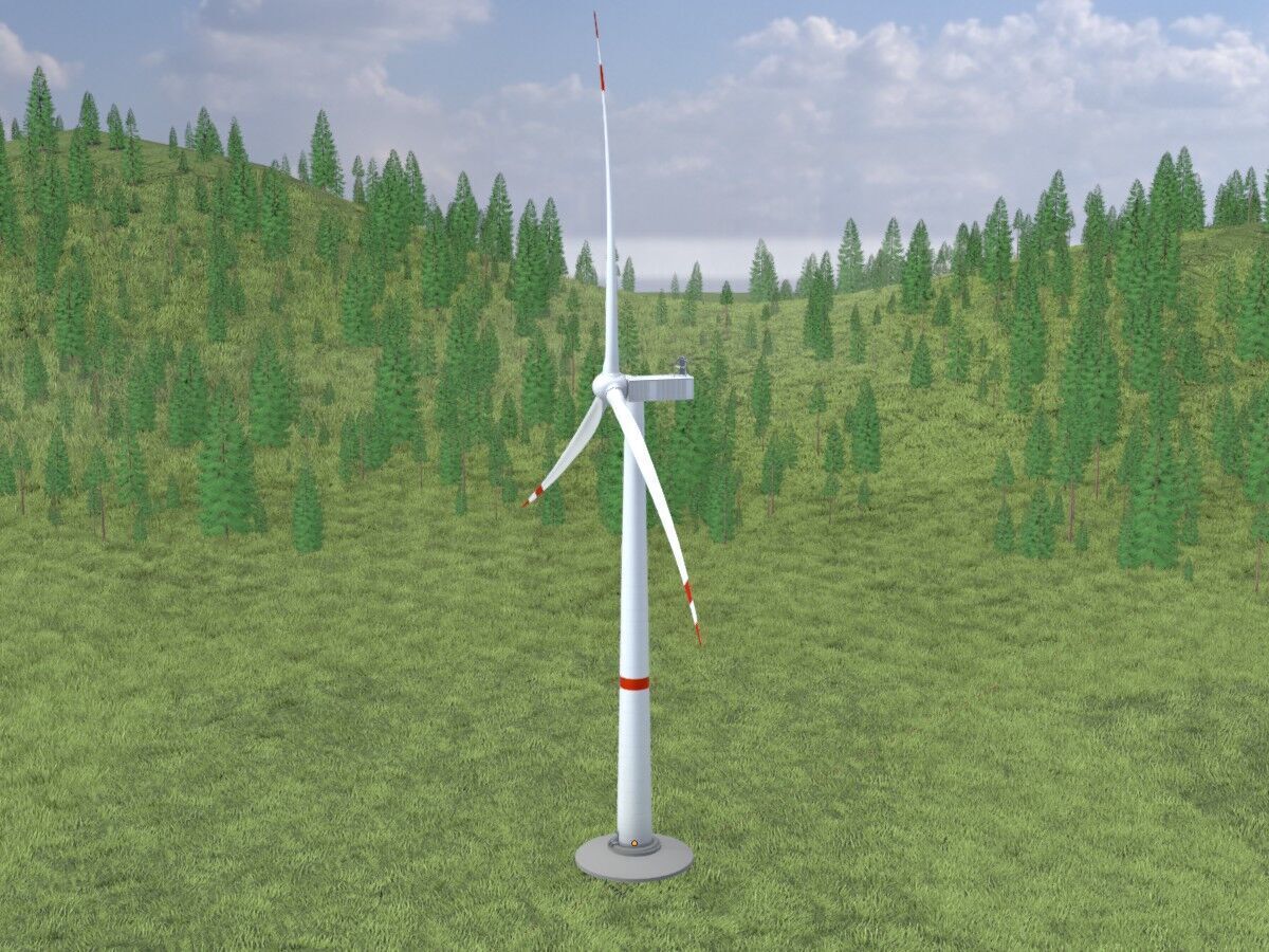 Wind-turbine with foundation V1 H-115 RD 172 m Low-poly 3D model_2
