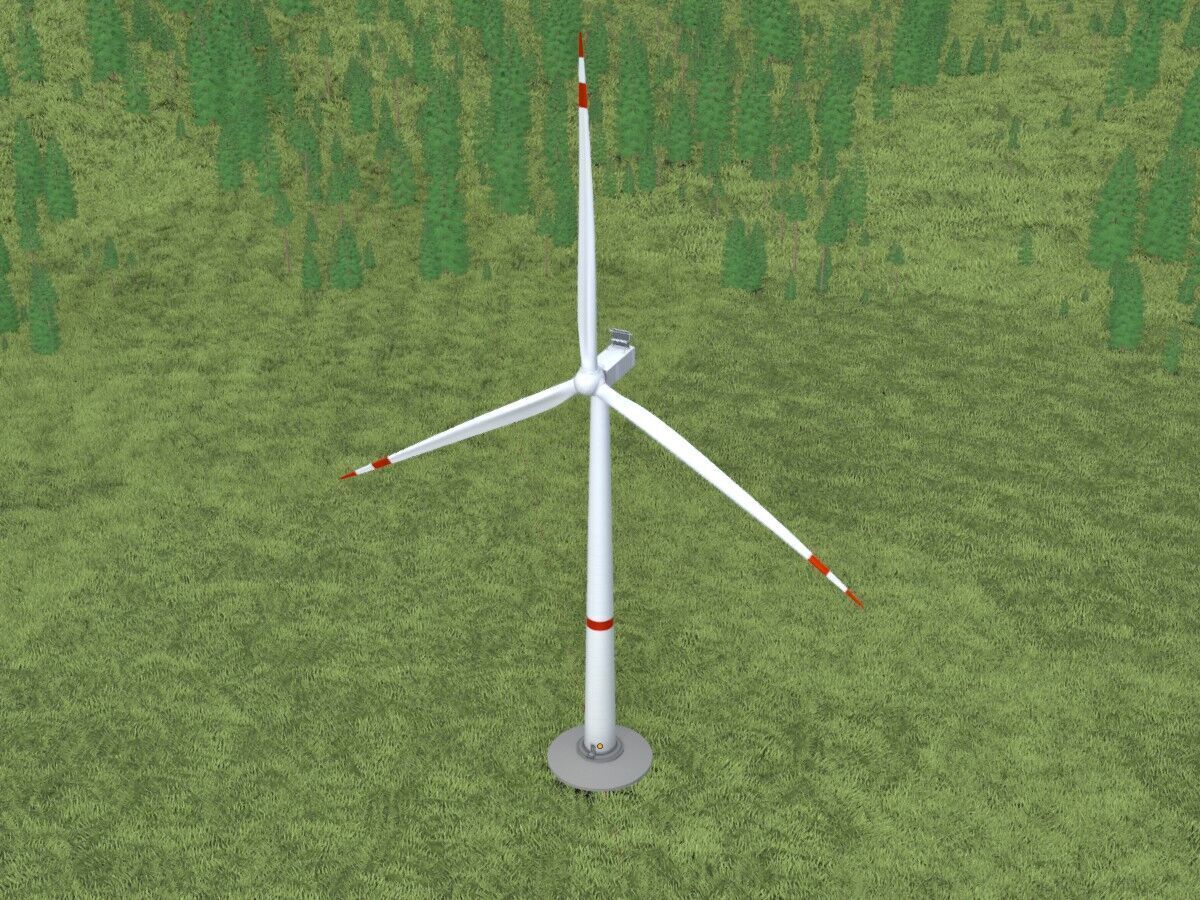Wind-turbine with foundation V1 H-115 RD 172 m Low-poly 3D model_11