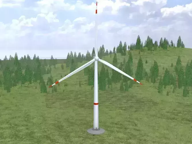 Wind-turbine with foundation V1 H-115 RD 172 m Low-poly 3D model