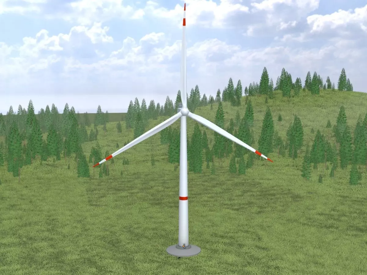 Wind-turbine with foundation V1 H-115 RD 172 m Low-poly 3D model_0