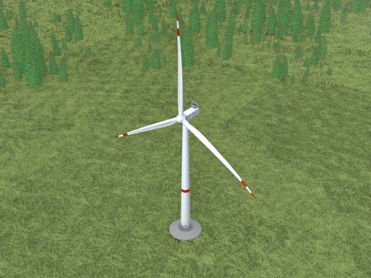 Wind-turbine with foundation V1 H-115 RD 172 m Low-poly 3D model_6