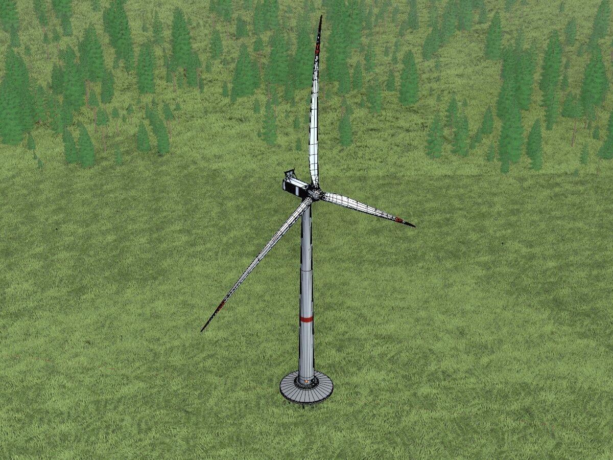 Wind-turbine with foundation V1 H-115 RD 172 m Low-poly 3D model_8