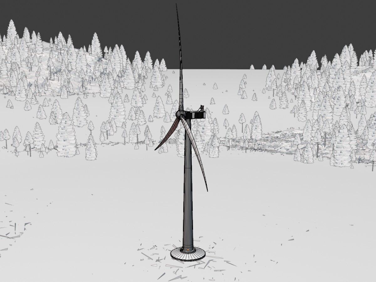 Wind-turbine with foundation V1 H-115 RD 172 m Low-poly 3D model_4