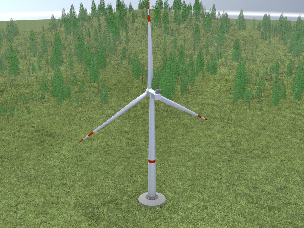 Wind-turbine with foundation V1 H-115 RD 172 m Low-poly 3D model_7