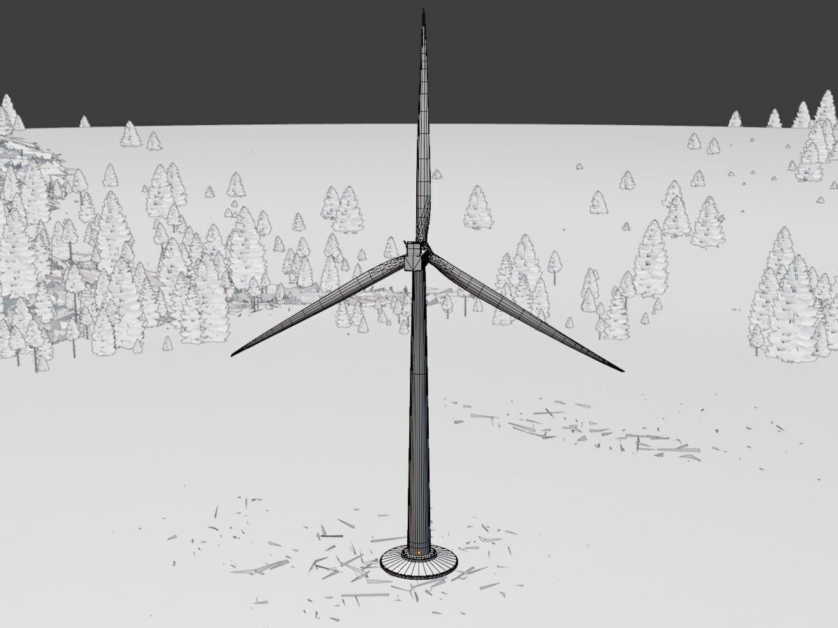 Wind-turbine with foundation V1 H-115 RD 172 m Low-poly 3D model_12