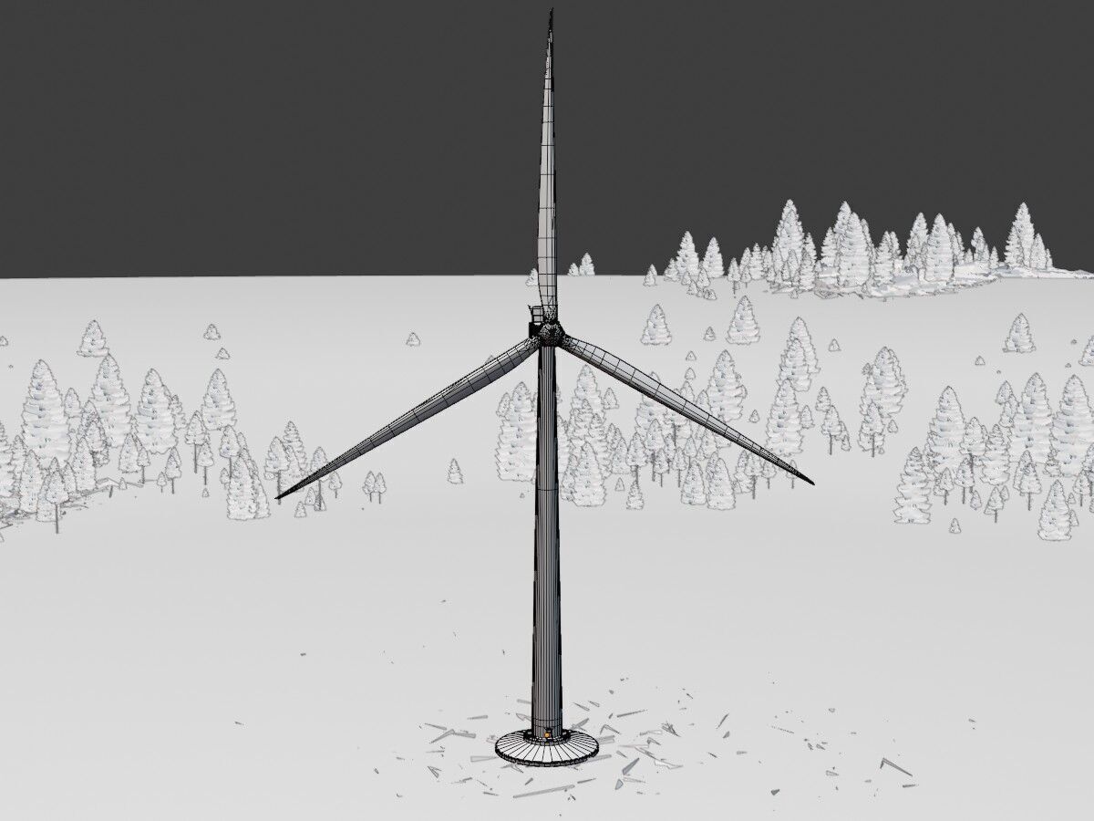 Wind-turbine with foundation V1 H-115 RD 172 m Low-poly 3D model_13