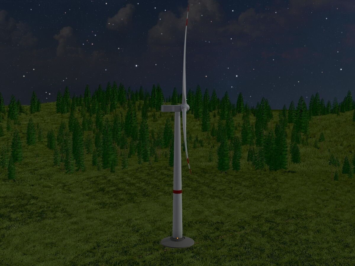 Wind-turbine with foundation V1 H-115 RD 172 m Low-poly 3D model_3