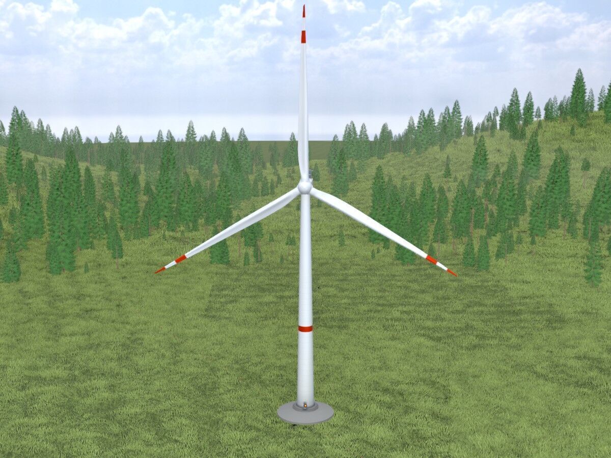 Wind-turbine with foundation V1 H-115 RD 172 m Low-poly 3D model_9