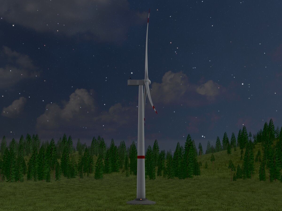 Wind-turbine with foundation V1 H-120 RD 160 m Low-poly 3D model_4