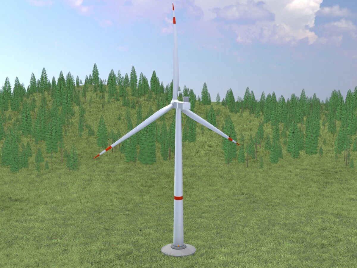 Wind-turbine with foundation V1 H-120 RD 160 m Low-poly 3D model_19