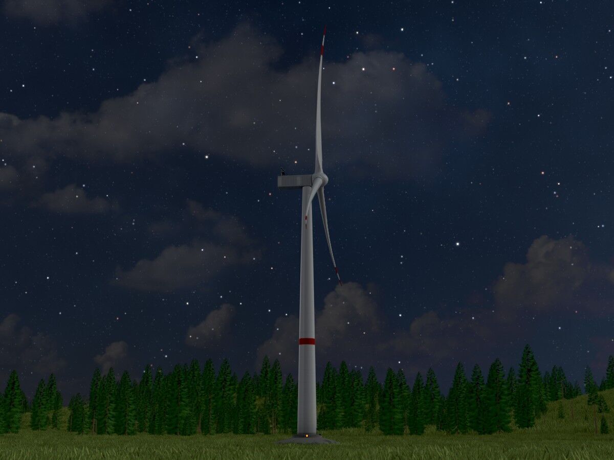 Wind-turbine with foundation V1 H-120 RD 160 m Low-poly 3D model_20