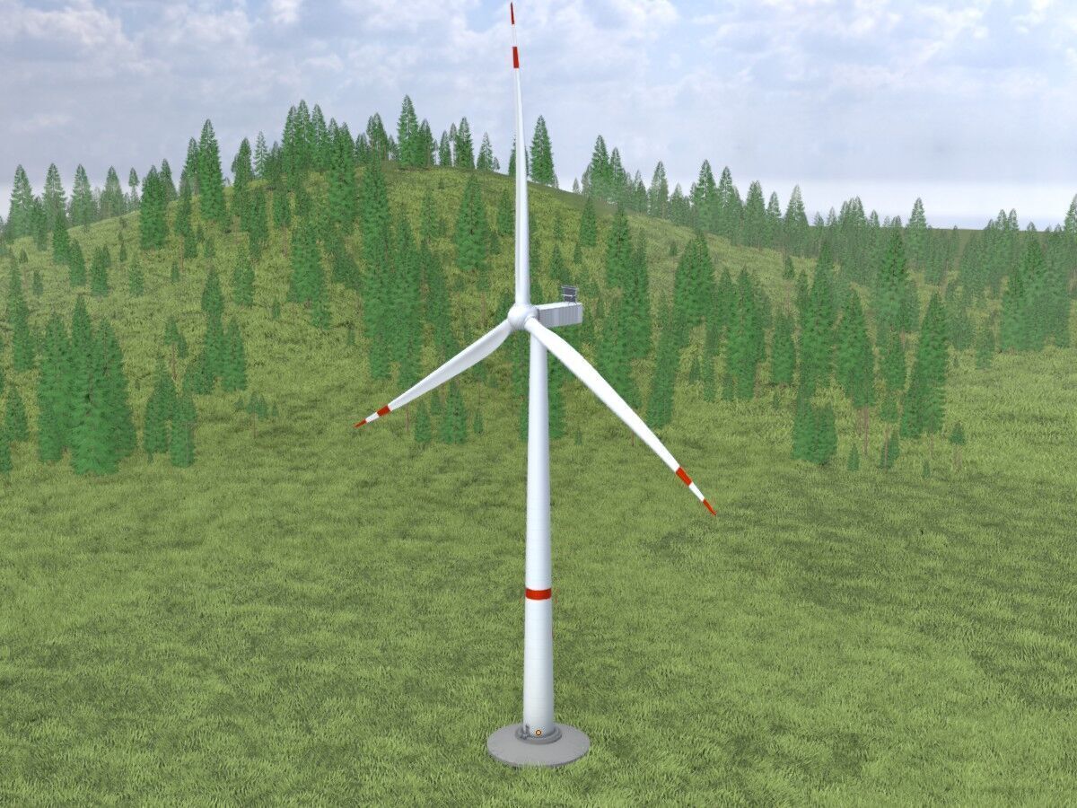 Wind-turbine with foundation V1 H-120 RD 160 m Low-poly 3D model_14