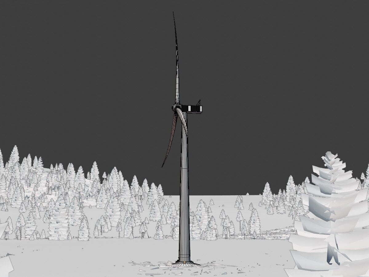 Wind-turbine with foundation V1 H-120 RD 160 m Low-poly 3D model_10