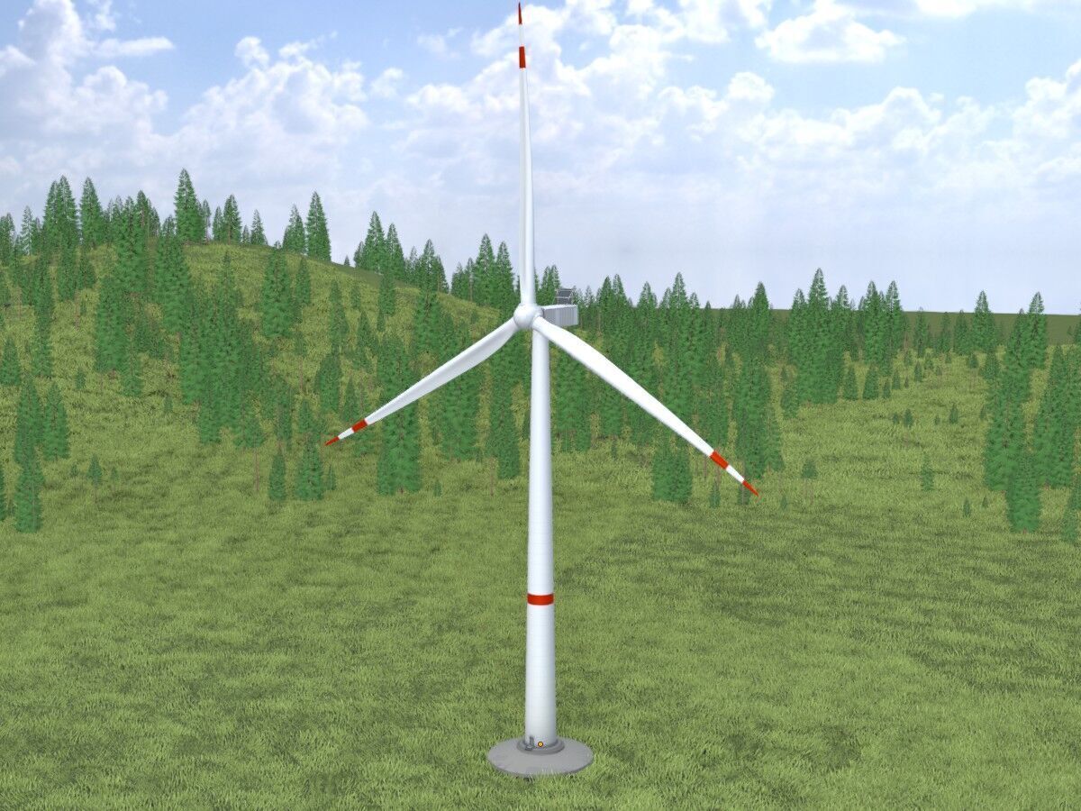 Wind-turbine with foundation V1 H-120 RD 160 m Low-poly 3D model_18