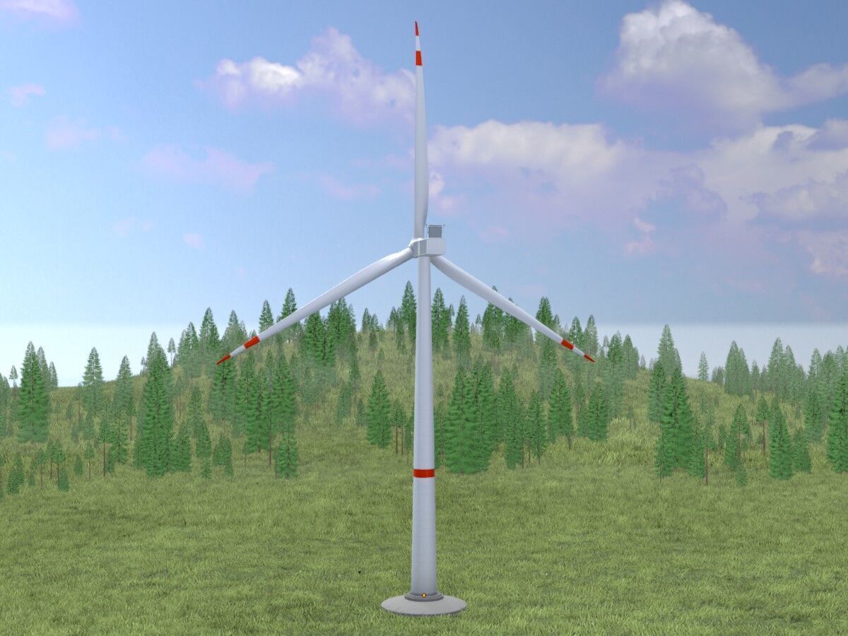 Wind-turbine with foundation V1 H-120 RD 160 m Low-poly 3D model_3