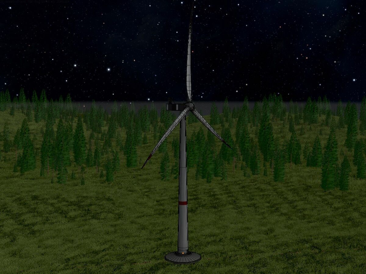 Wind-turbine with foundation V1 H-120 RD 160 m Low-poly 3D model_8