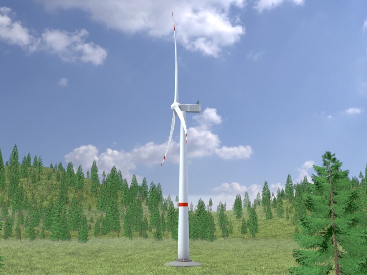 Wind-turbine with foundation V1 H-120 RD 160 m Low-poly 3D model_2