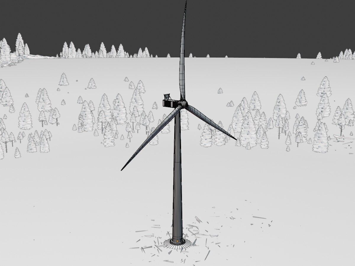 Wind-turbine with foundation V1 H-120 RD 160 m Low-poly 3D model_12