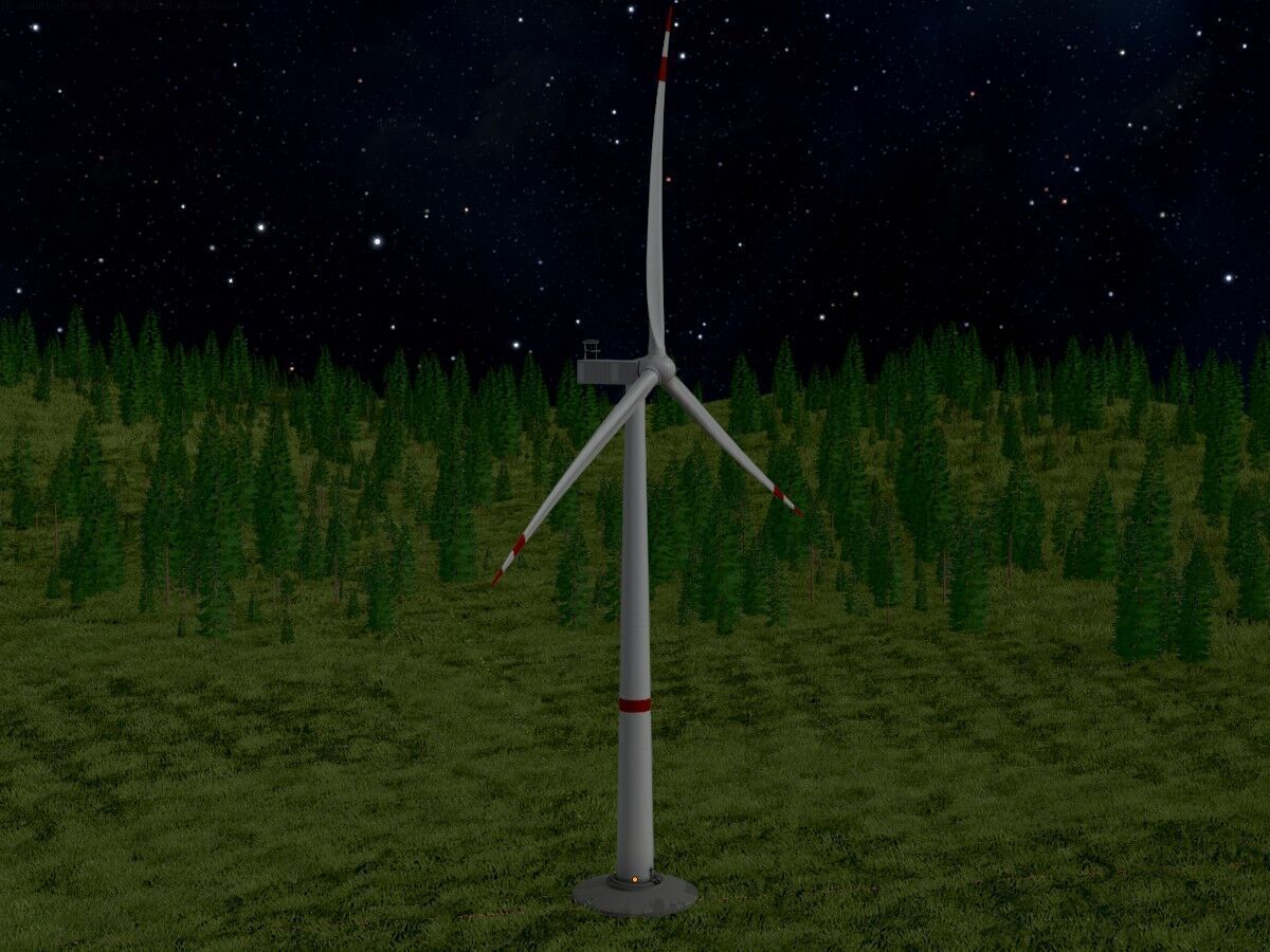 Wind-turbine with foundation V1 H-120 RD 160 m Low-poly 3D model_17