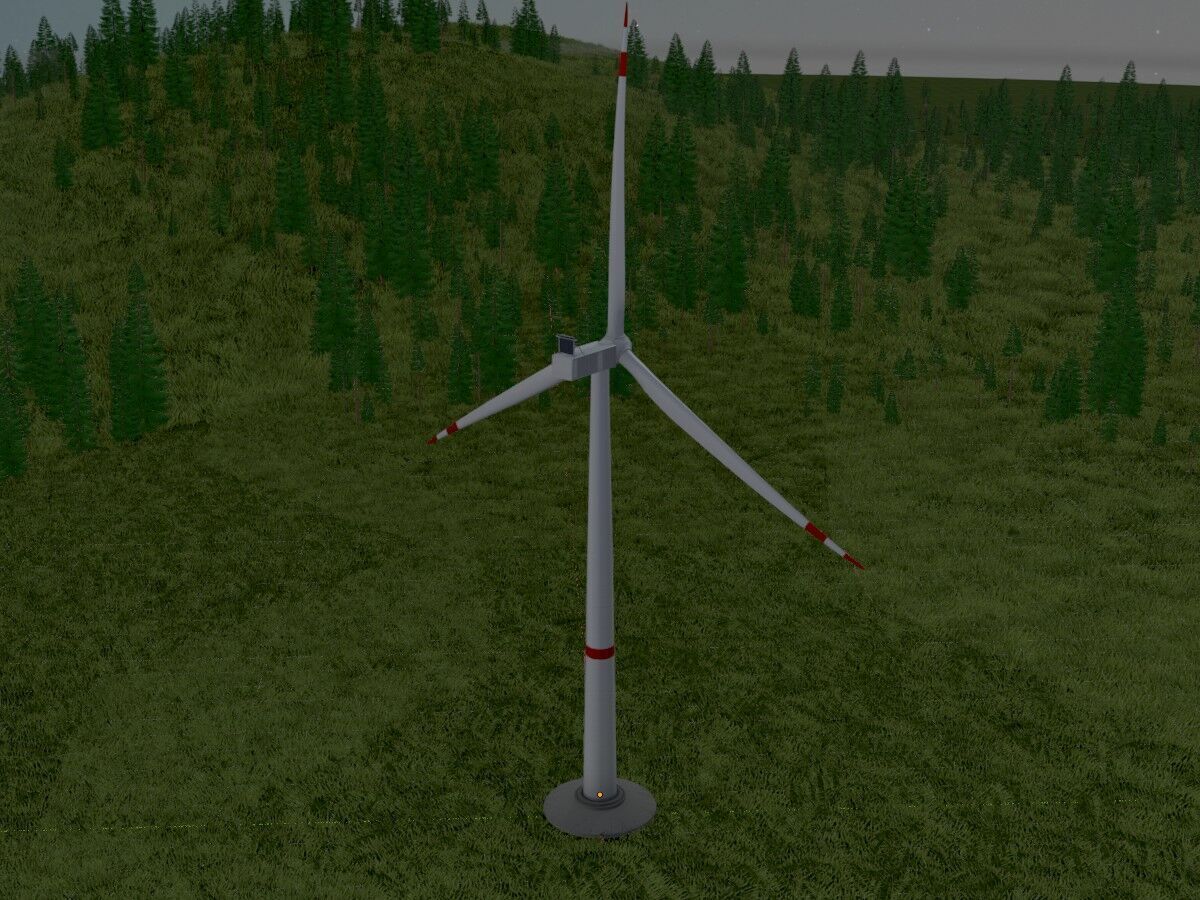 Wind-turbine with foundation V1 H-120 RD 160 m Low-poly 3D model_16