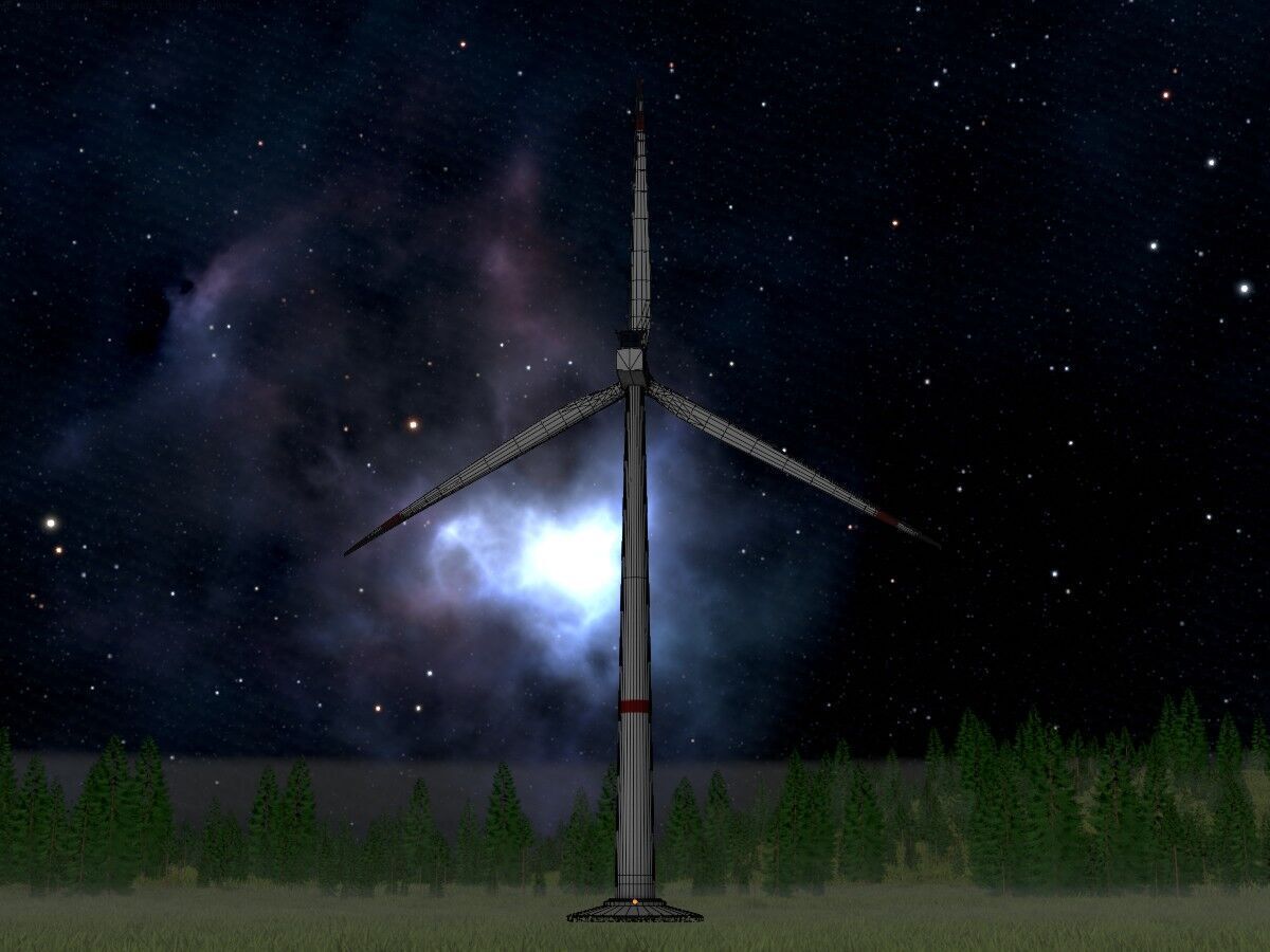 Wind-turbine with foundation V1 H-120 RD 160 m Low-poly 3D model_7
