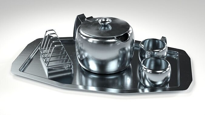 Retro Oldhall Stainless Steel Tea Set Low-poly 3D model