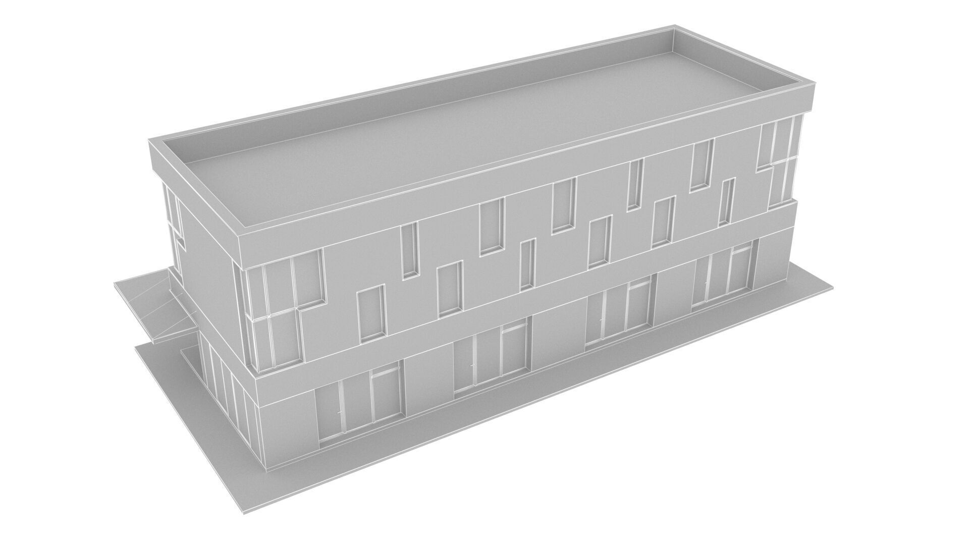 commercial building Low-poly 3D model_11