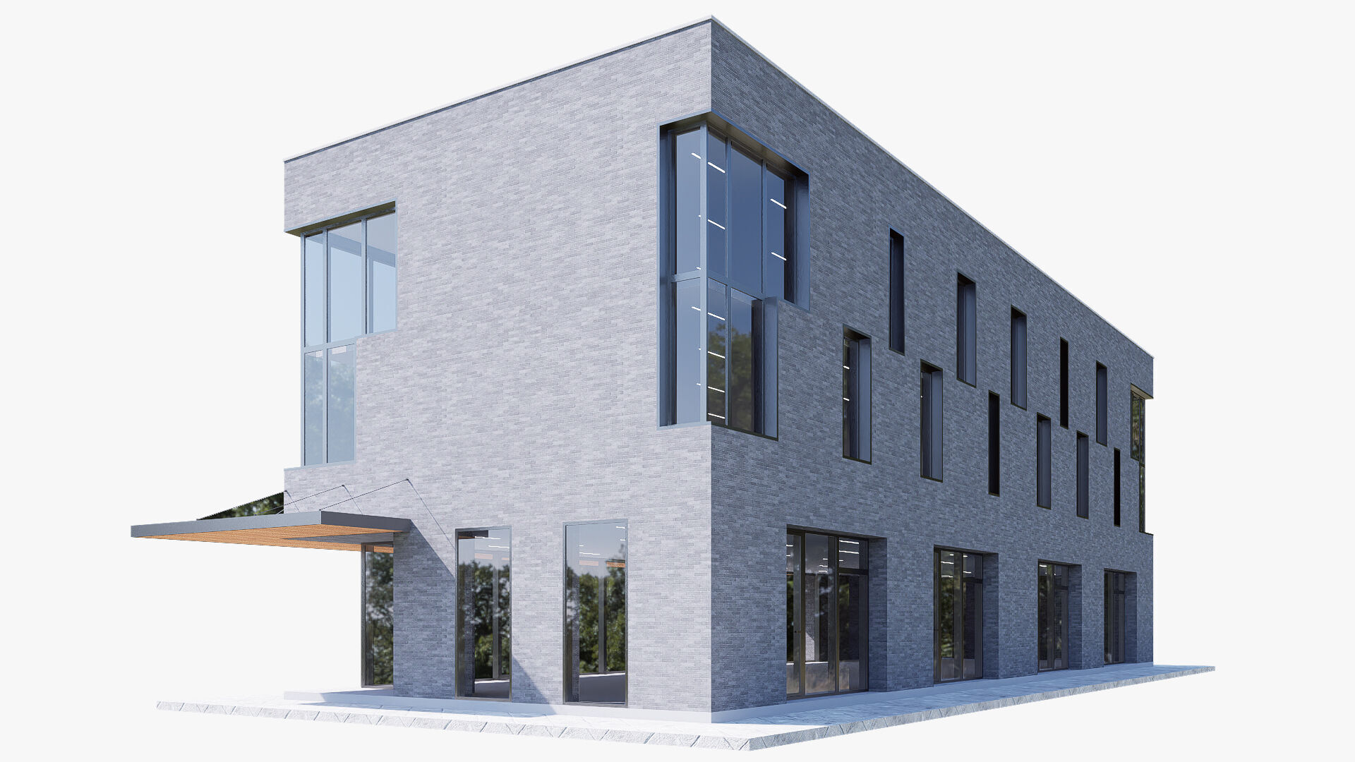 commercial building Low-poly 3D model_7
