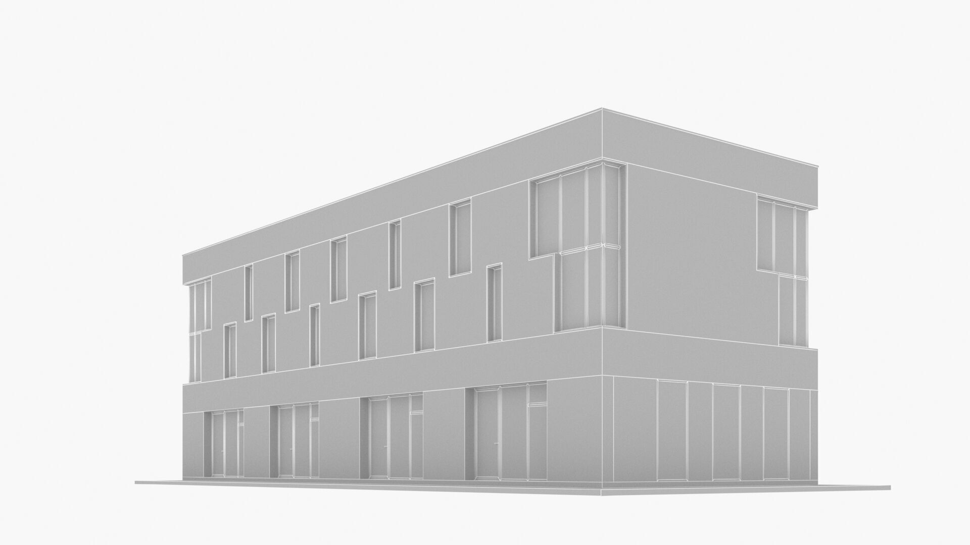 commercial building Low-poly 3D model_12