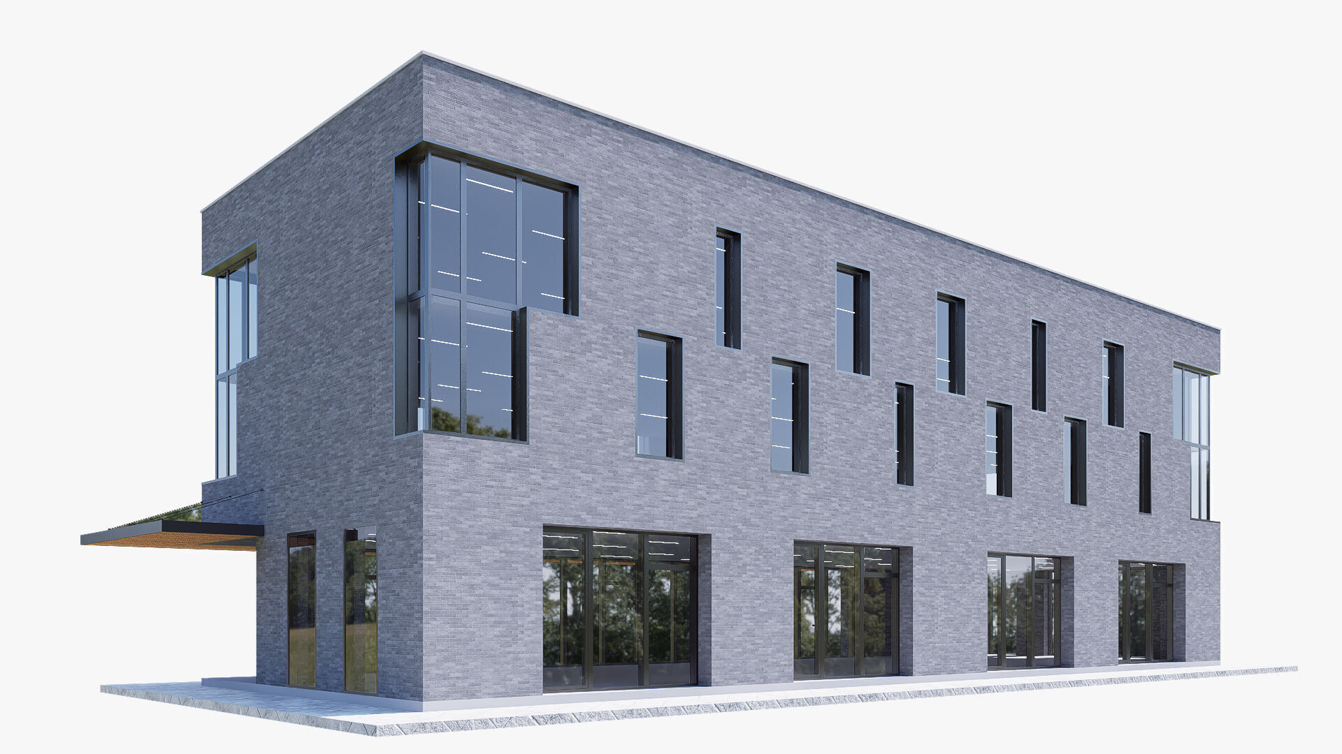 commercial building Low-poly 3D model_3