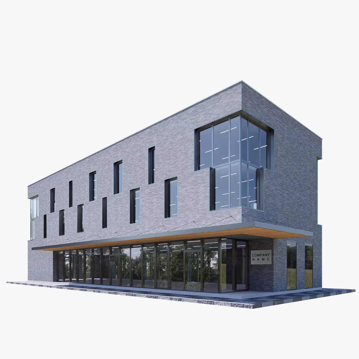 commercial building Low-poly 3D model_0