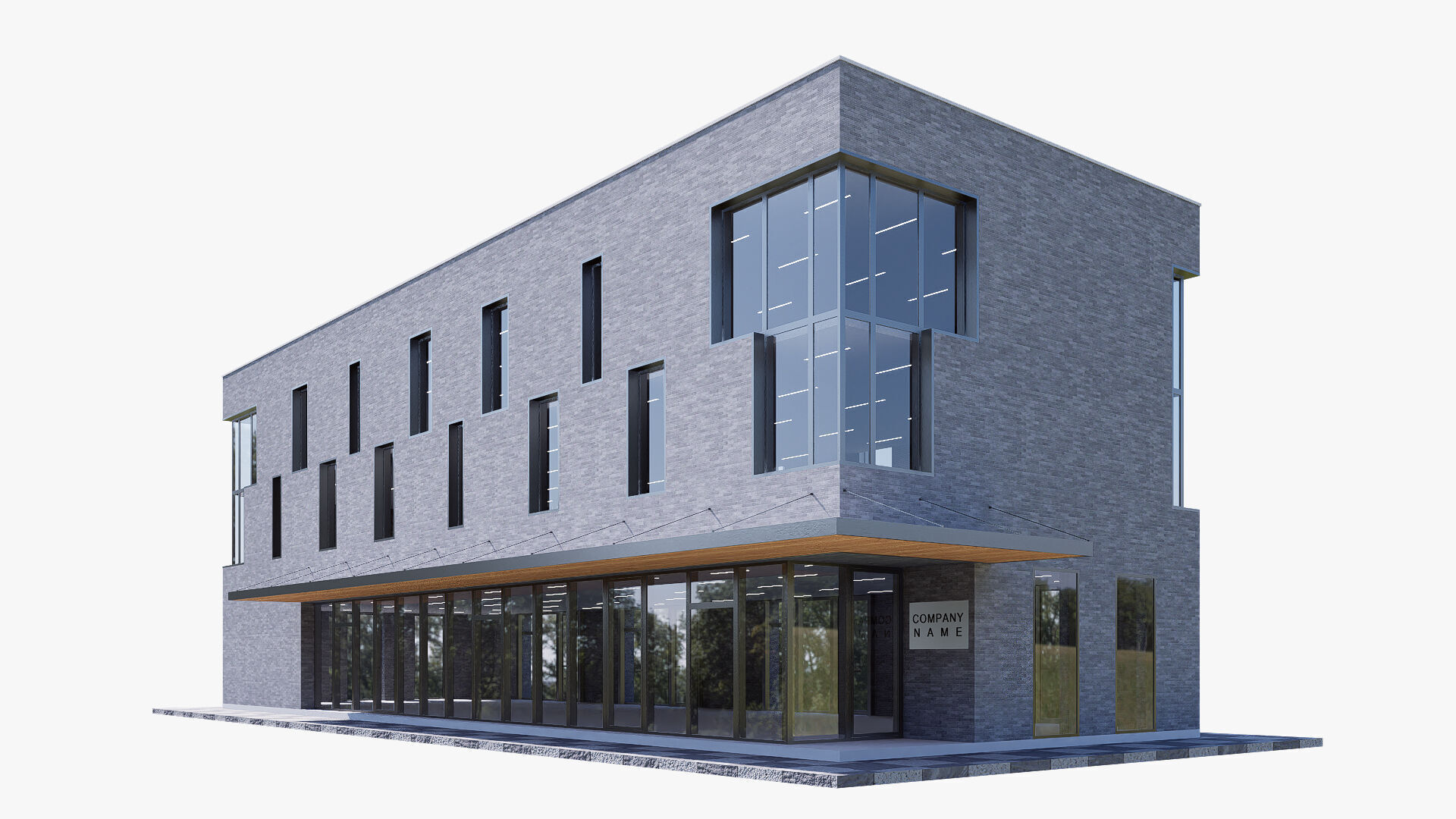 commercial building Low-poly 3D model_1