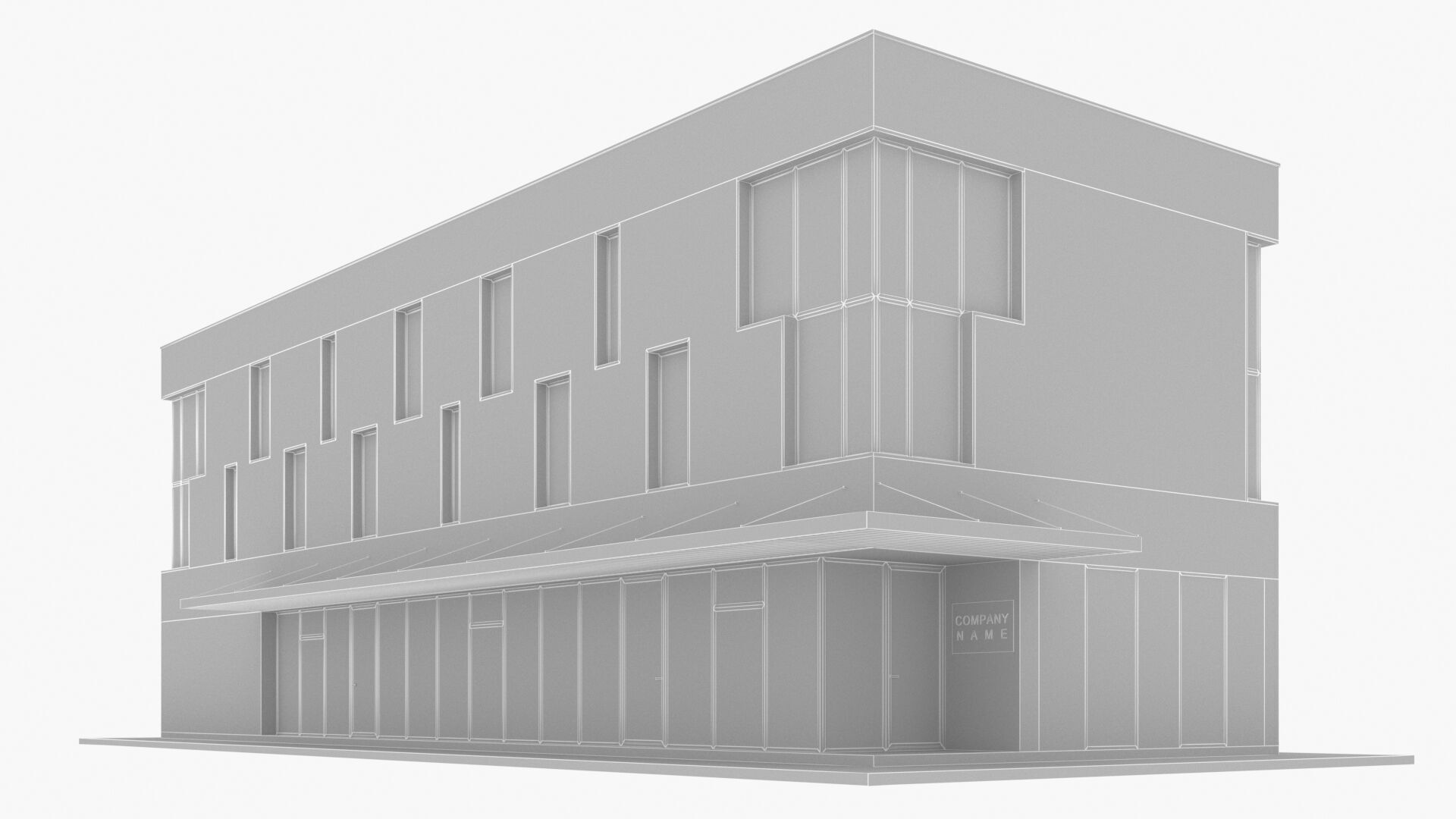 commercial building Low-poly 3D model_9