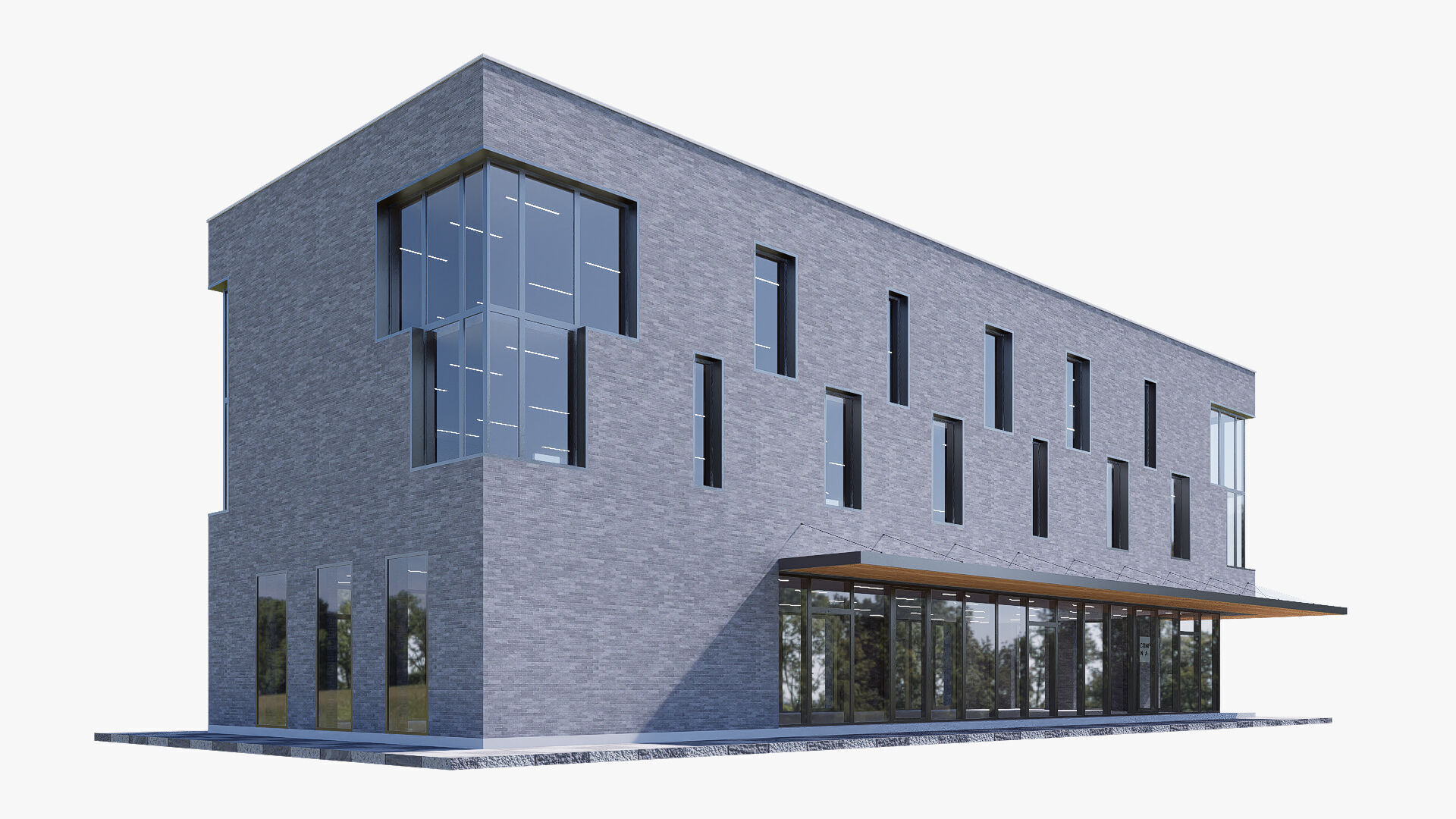 commercial building Low-poly 3D model_2