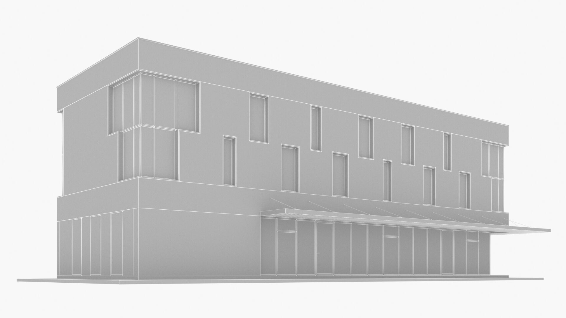 commercial building Low-poly 3D model_8