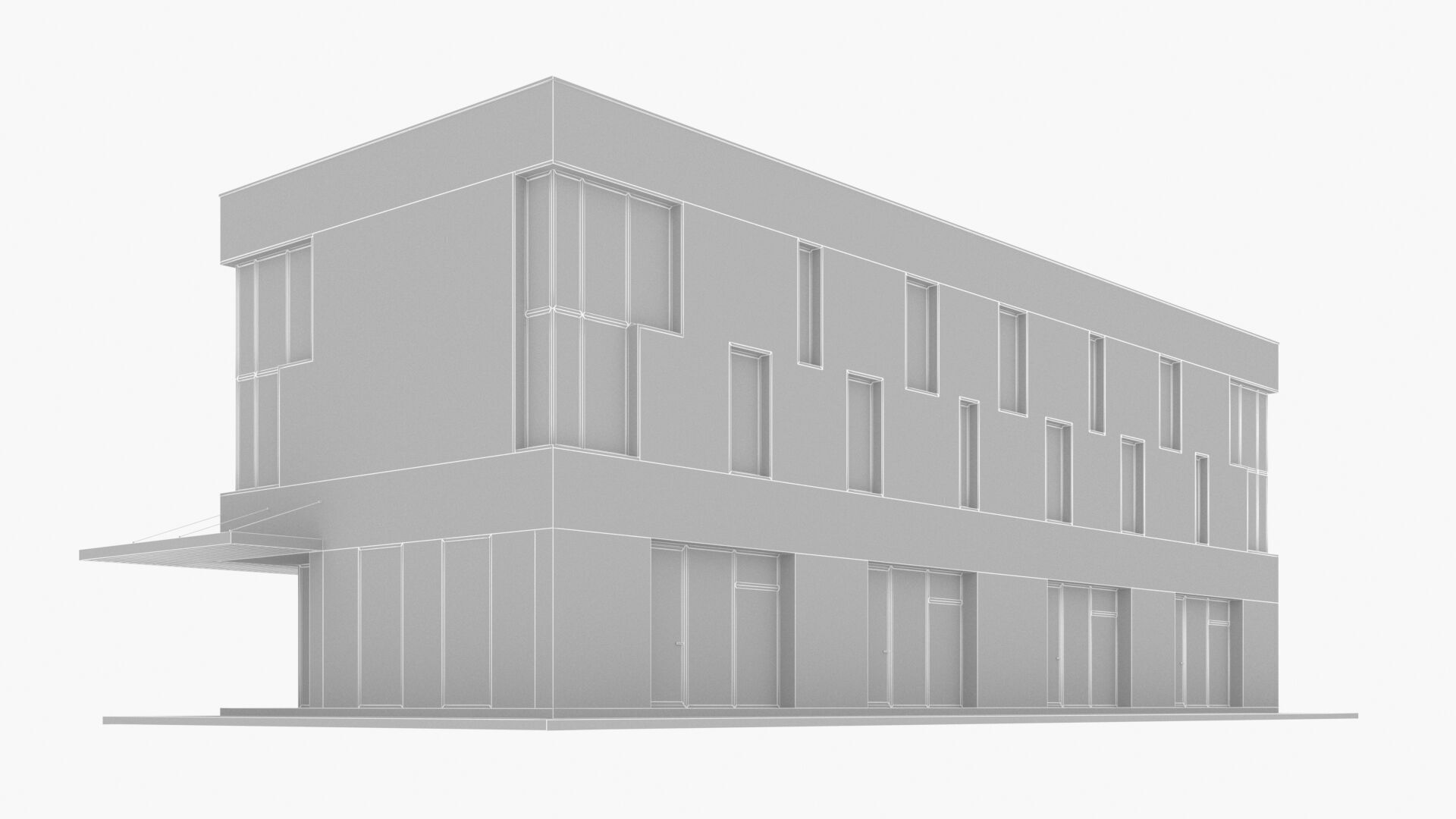 commercial building Low-poly 3D model_13
