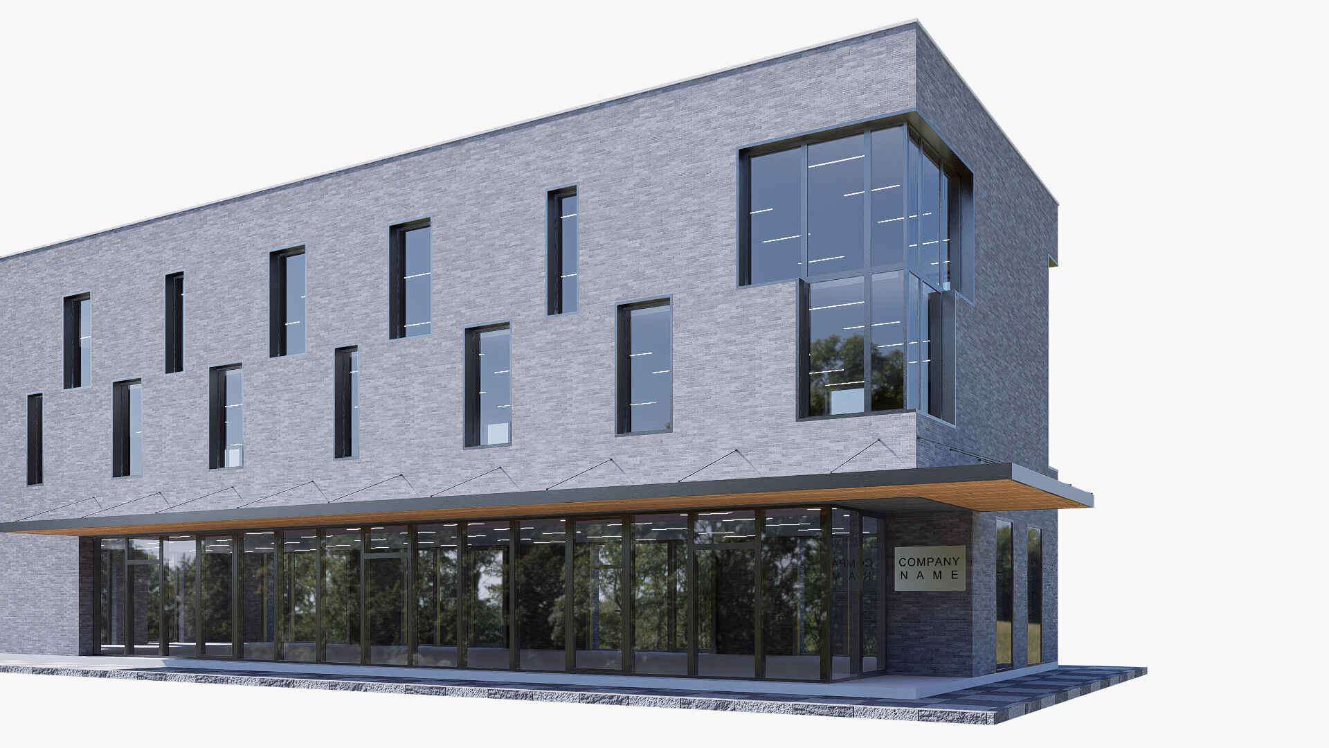 commercial building Low-poly 3D model_4