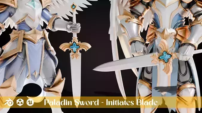 Stylized Sword - Paladin Sword Initiates Blade - Game Ready Free 3D model