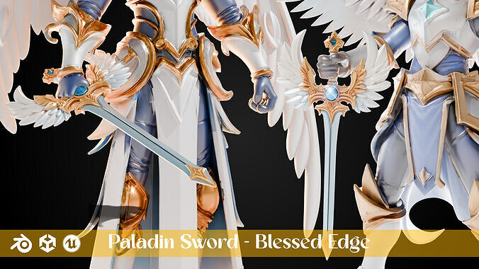 Stylized Sword - Paladin Sword Blessed Edge - Game Ready 3D model