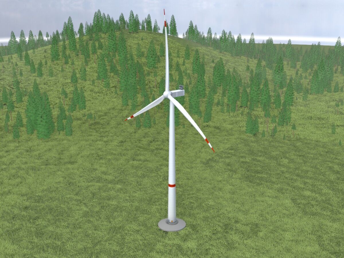 Wind-turbine with foundation V1 H-138 RD 162 m Low-poly 3D model_14